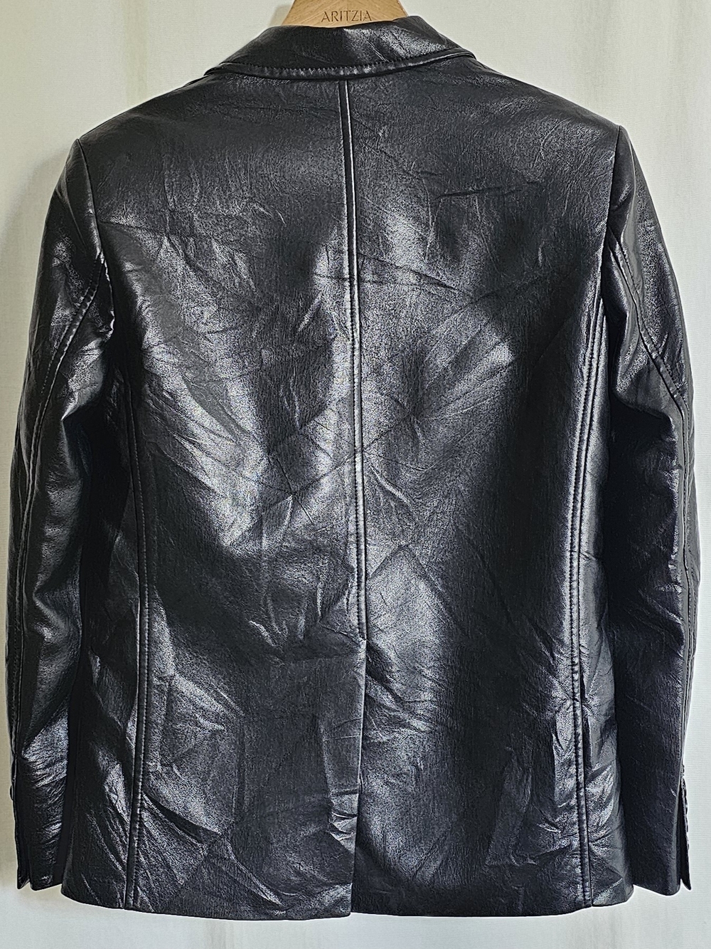 Aritzia Babaton Black Faux Leather Agency Blazer Jacket - Picture 6 of 16